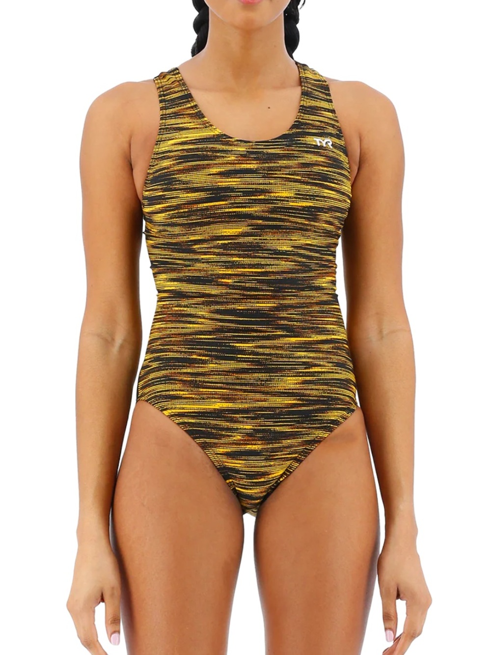 TYR Durafast Elite Maxfit Swimsuit Fizzy in Black & Gold Women's Size 32 (M) NWT